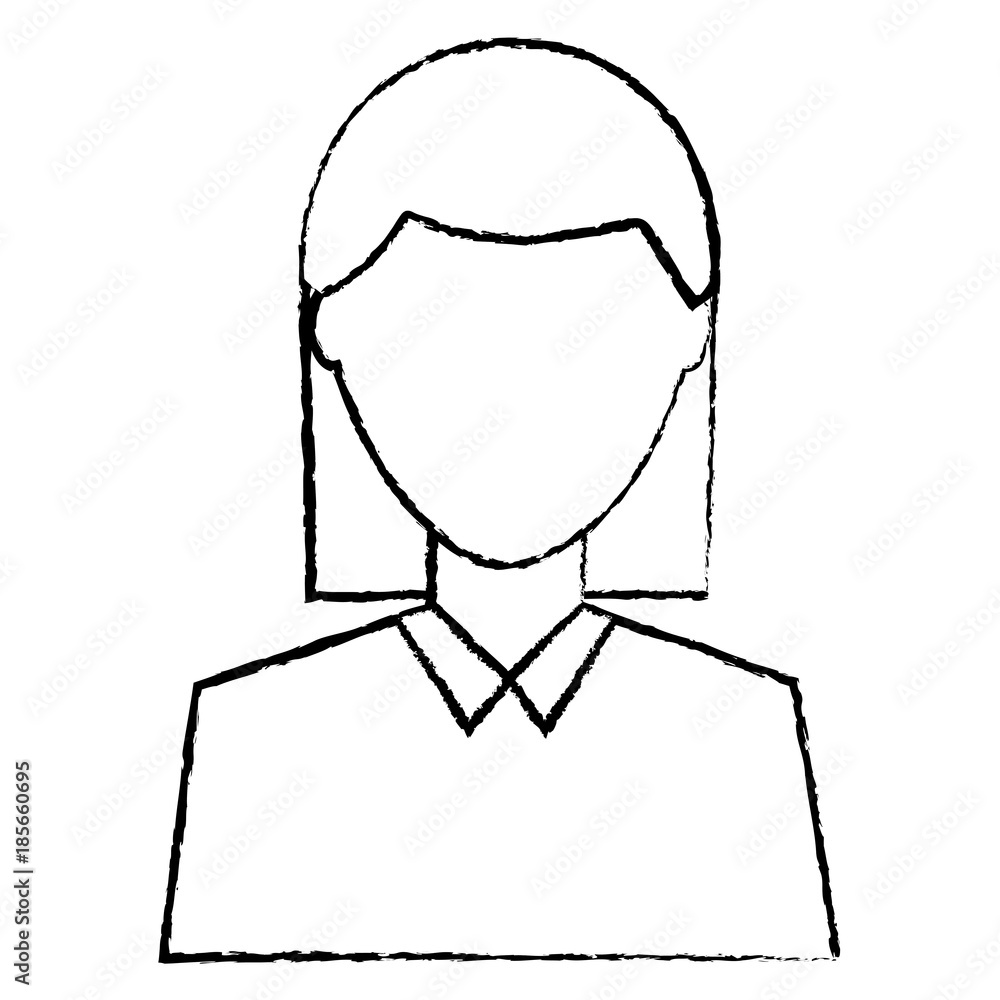 woman avatar portrait icon image vector illustration design  black sketch line