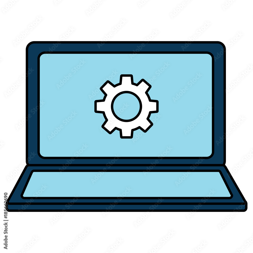 open laptop device with setting on screen open laptop device with setting on screen