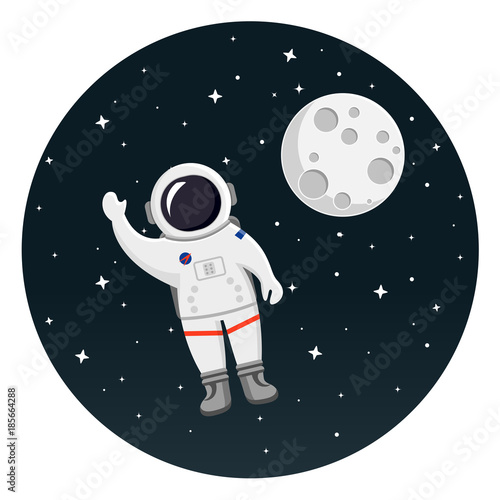 Astronaut fliegt im Weltall Flat Design Icon