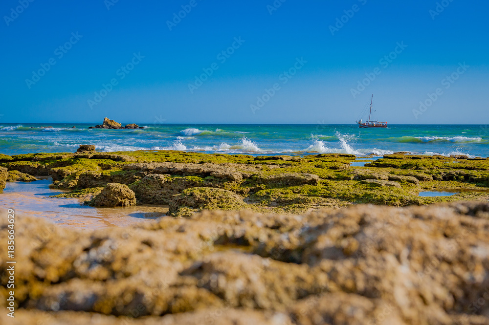 Portugal, Albufeira, portuguese beach with cliffs PRAIA DA GALA