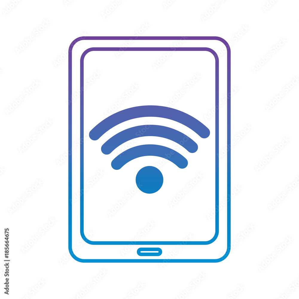 tablet computer wifi internet connection signal vector illustration outline color image tablet computer wifi internet connection signal vector illustration outline color image