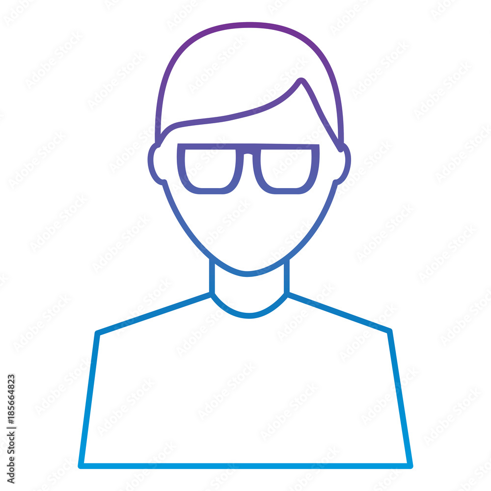 man avatar character male face portrait cartoon vector illustration outline color image