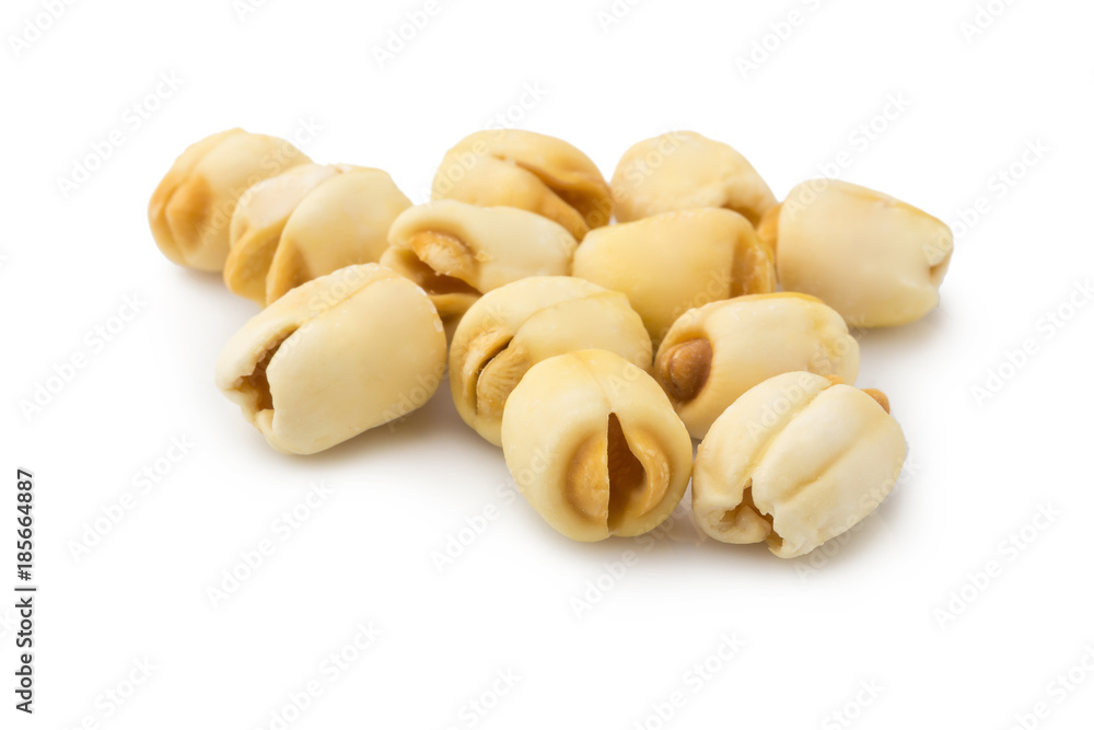 Dried lotus seeds isolated on a white background