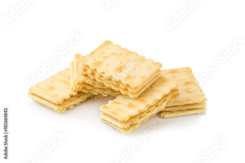 Cracker with creamy layer isolated on white background
