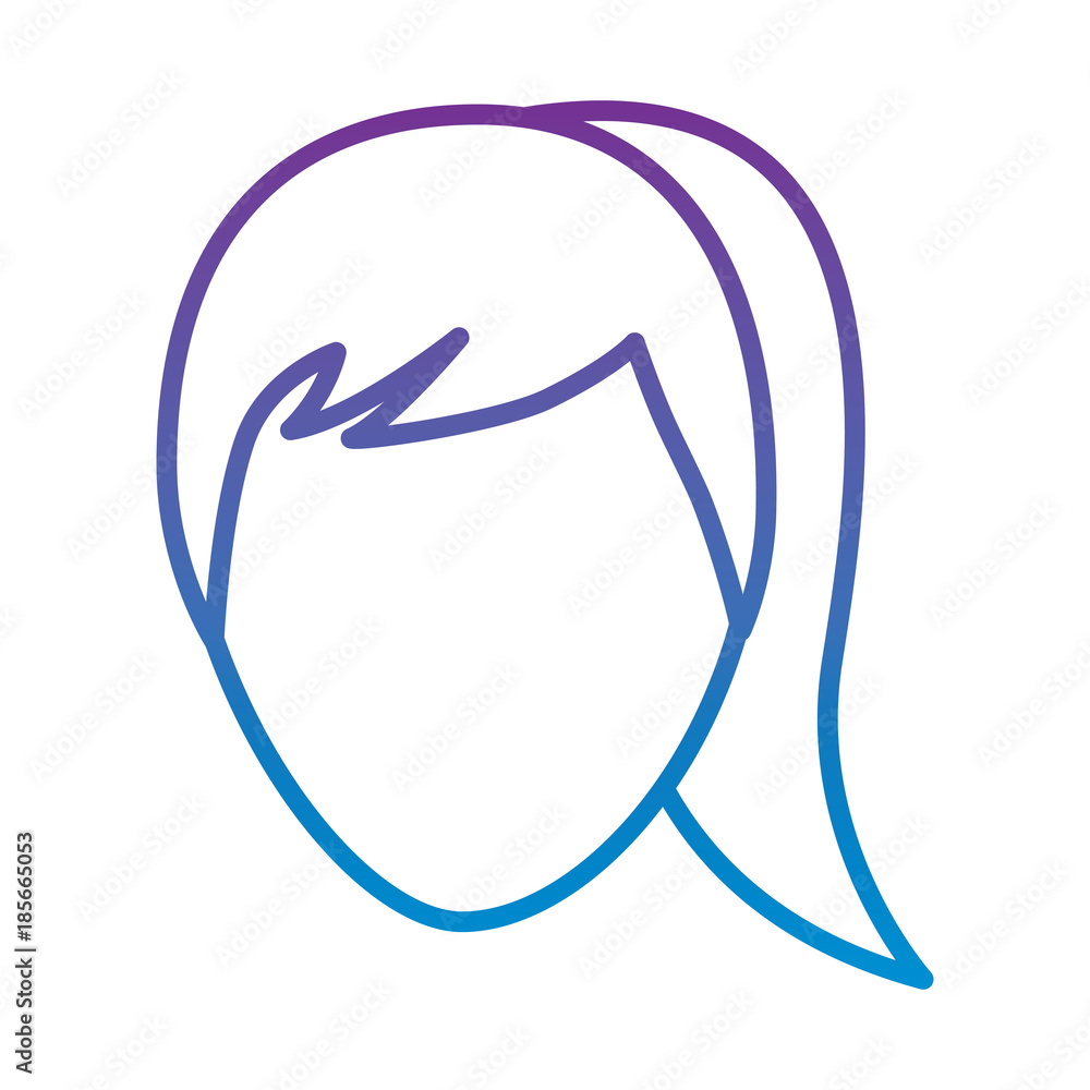 faceless woman profile avatar character vector illustration outline color image