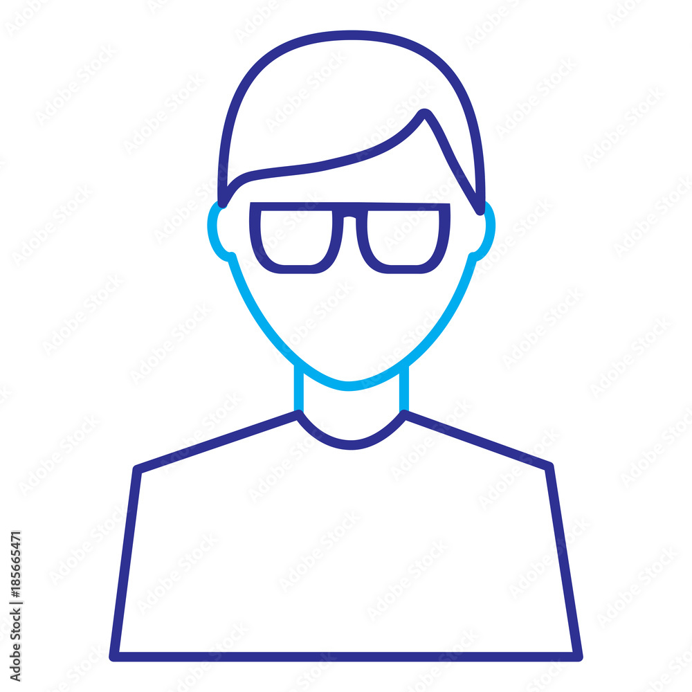 man avatar character male face portrait cartoon vector illustration blue purple line image