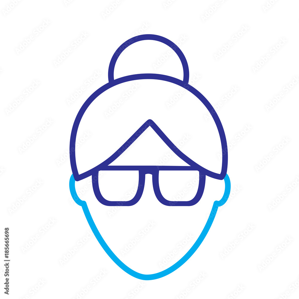 faceless woman profile avatar character vector illustration blue purple ...