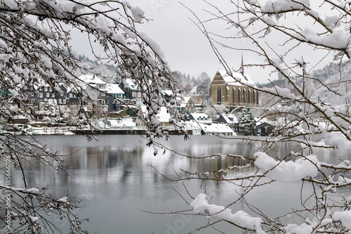 Old Beyenburg in the snow, Wuppertal. photo