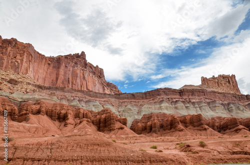 Castle Rock on the top of sandstone mesa in Capitol Reef National Park, Utah