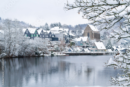 Old Beyenburg in the snow, Wuppertal. photo