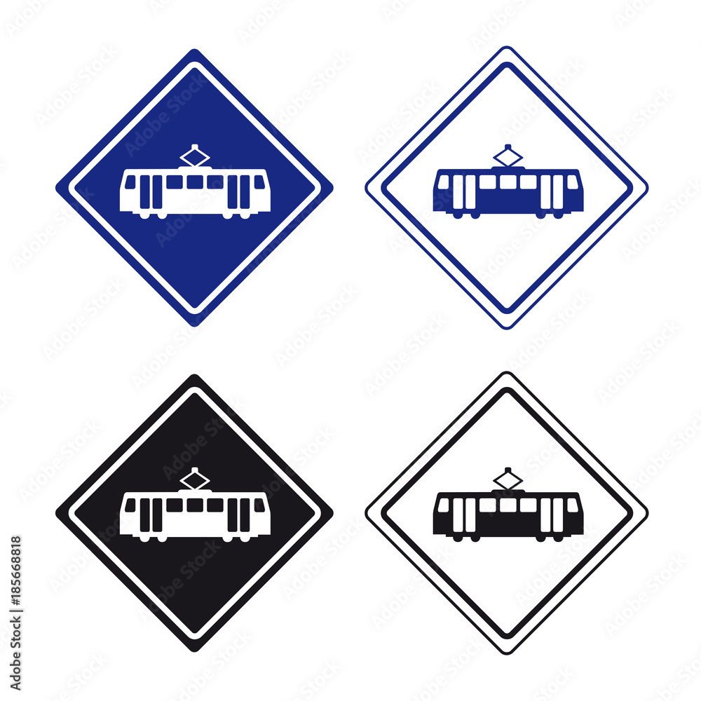 Train tram metro sign set Train tram metro sign set
