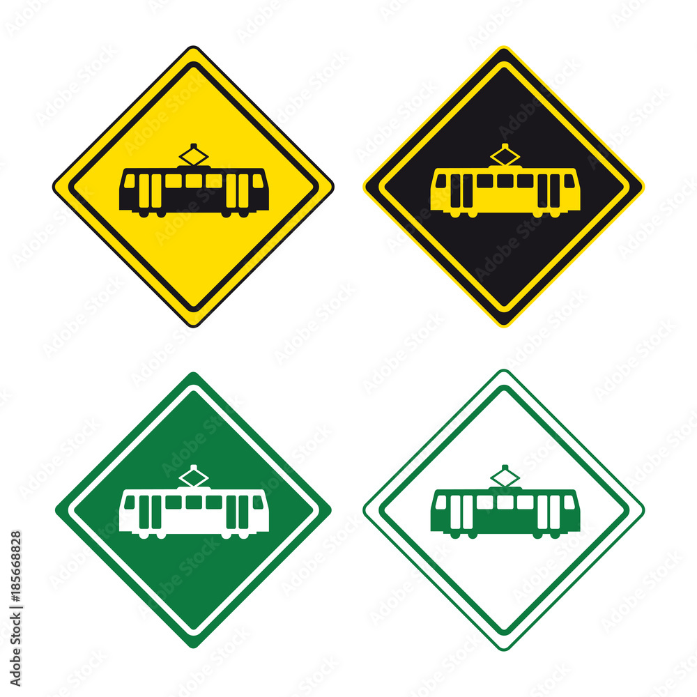 Train tram metro sign set Train tram metro sign set