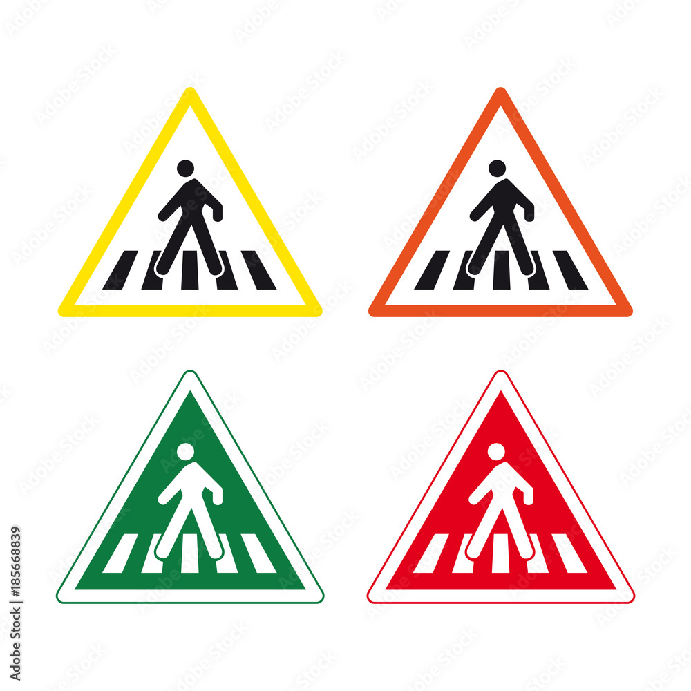 Pedestrian crossing walking walk hiking sign set Pedestrian crossing walking walk hiking sign set
