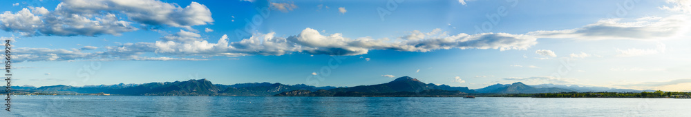 Large horizontal panorama on Garda Lake