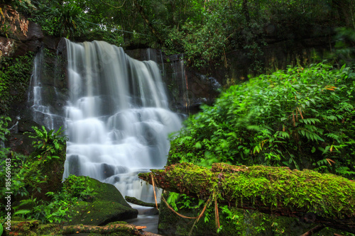 Landscape of waterfall in thailand named Mhan daeng waterfall  long exposure