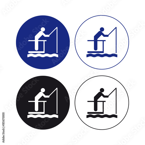 Fishing fish sign set