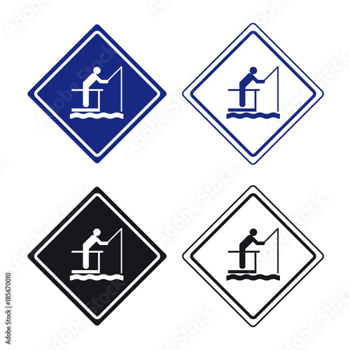 Fishing fish sign set