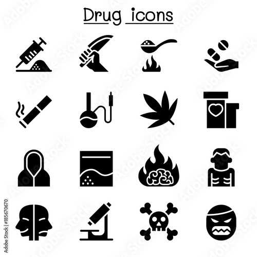 Addiction & Drug icon set vector illustration graphic design