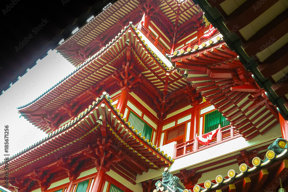 Chinese temple in Singapore. detail of the roofs