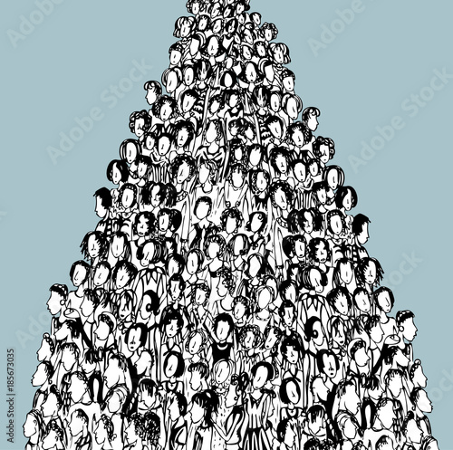 A crowd of townspeople