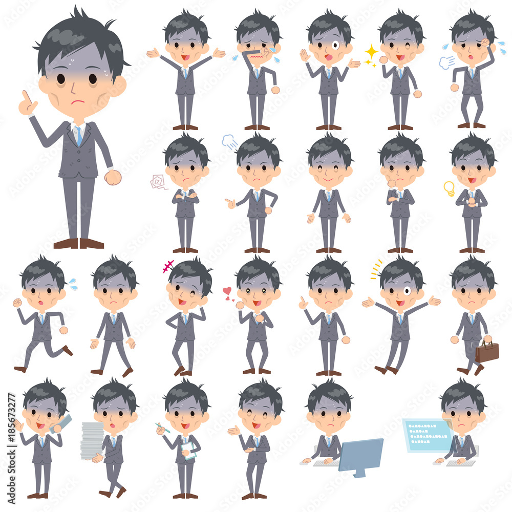 Gray Suit Businessman Bad condition_1 Gray Suit Businessman Bad condition_1
