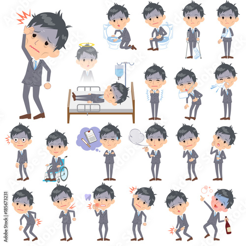 Gray Suit Businessman Bad condition_sickness