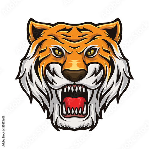 Fototapeta Naklejka Na Ścianę i Meble -  Tiger Head Mascot Vector Logo Icon 