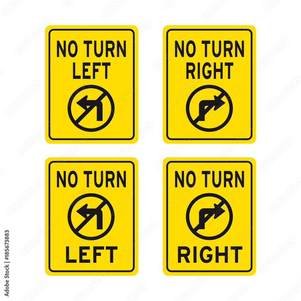 No turn left right arrow traffic road sign set Stock Vector Adobe Stock