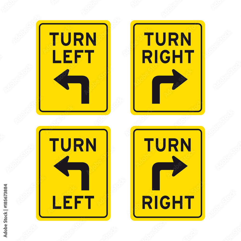 Turn left right arrow traffic road sign set Turn left right arrow traffic road sign set