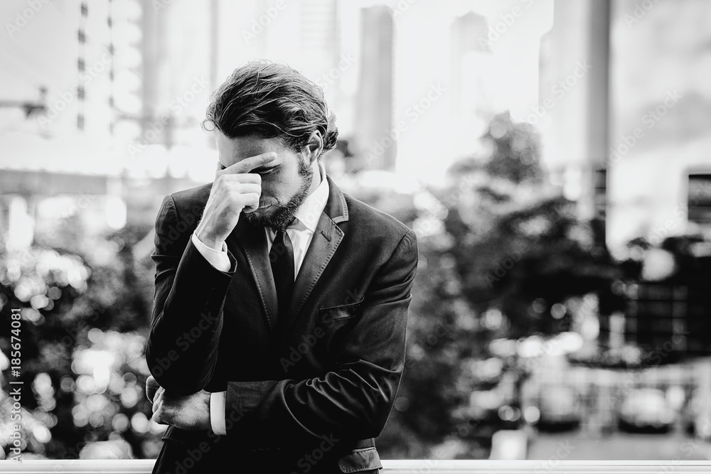 Fototapeta premium Confident young business man in black tie portrait.