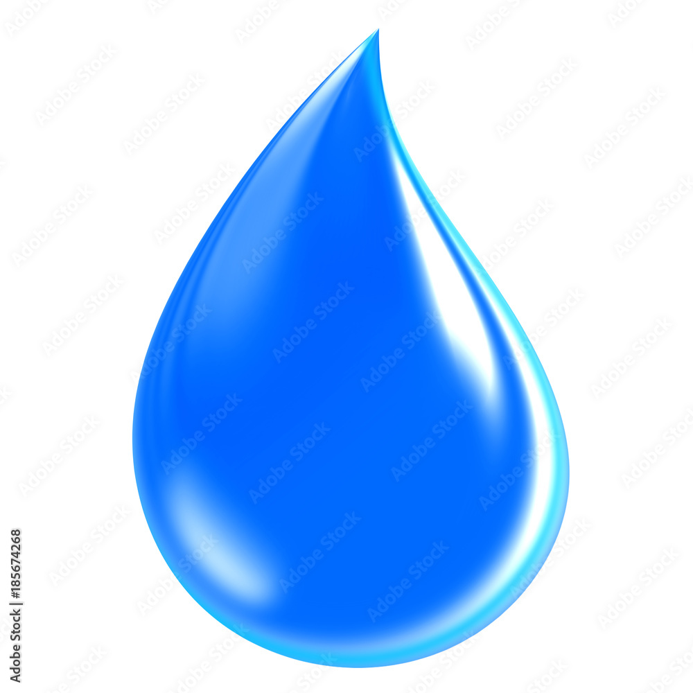 blue water drop isolated on white background, 3d render blue water drop isolated on white background, 3d render