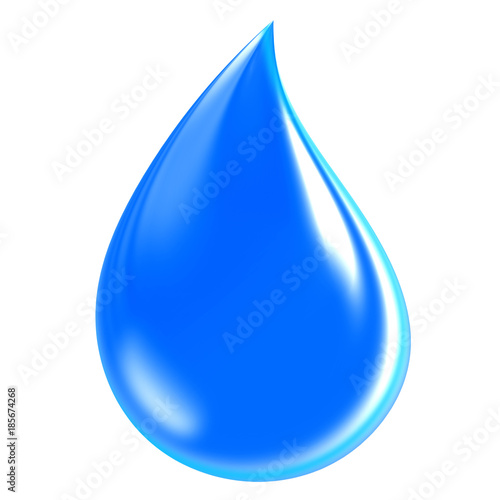 blue water drop isolated on white background, 3d render