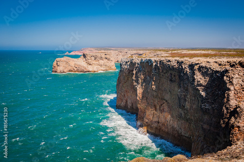 Portugal, Cabo de Sao Vicente, the Most South Westerly point of Europe, cliffs and ocean