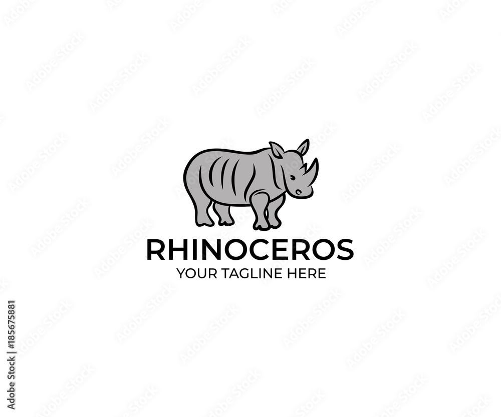 Rhinoceros Linear Logo Template. Rhino Vector Design. Animal Illustration