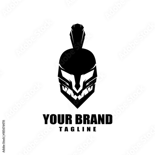 Spartan warrior head logo design vector illustration for your brand identity