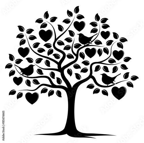 Naklejka serce drzewo i ptaki