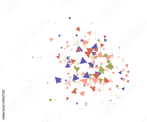 Colorful Shatter Vector Background. Atomic Bomb Explosion, Blast, Bang, Boom Concept. Broken Glass, Technology Futuristic Design. Moving Colorful Shatter Fragments. Cool Falling Triangles Explosion