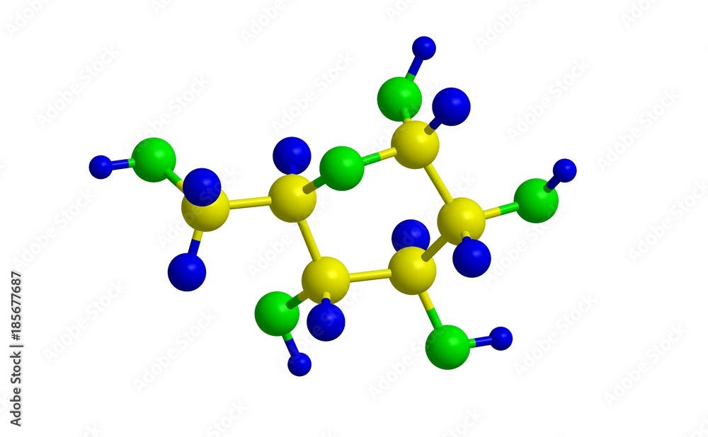 Molecular structure of glucose, 3D rendering Molecular structure of glucose, 3D rendering