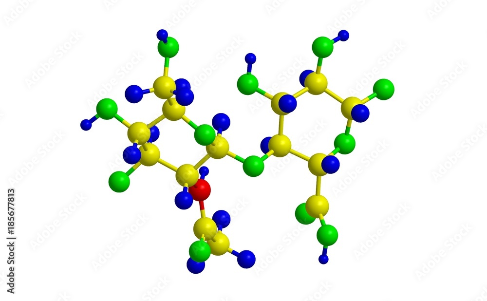 Molecular structure of Hyaluronic acid, 3D rendering