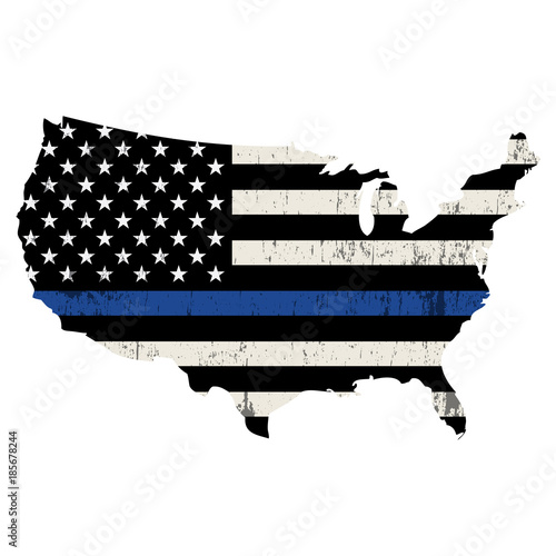USA Police Support Thin Blue Line Illustration