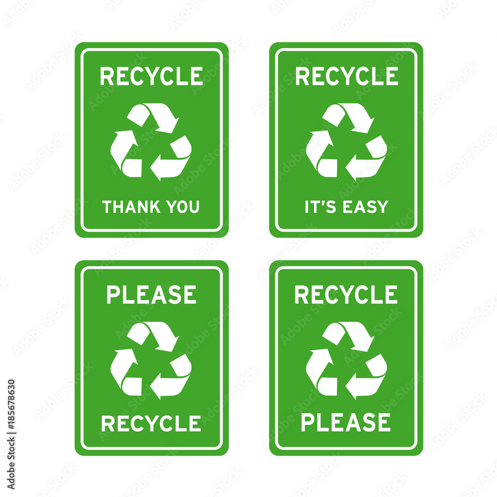 Please recycle thank you recyclable sign set Please recycle thank you recyclable sign set