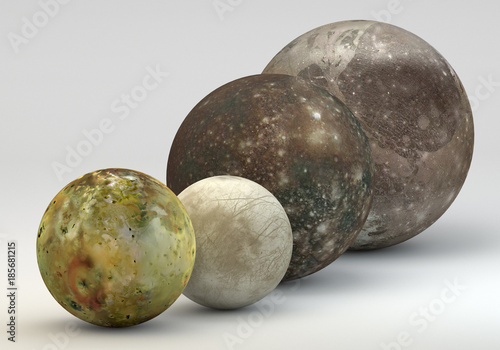 Fototapeta Naklejka Na Ścianę i Meble -  Jupiter moons in size comparison