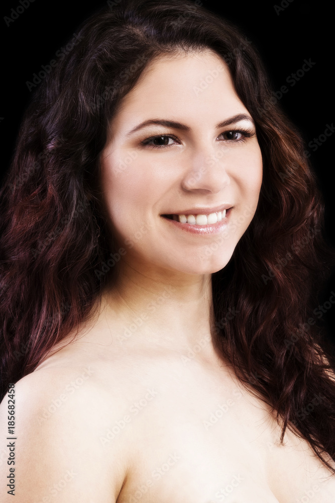 Bare Shoulder Smiling Portrait Young Caucasian Woman Bare Shoulder Smiling Portrait Young Caucasian Woman