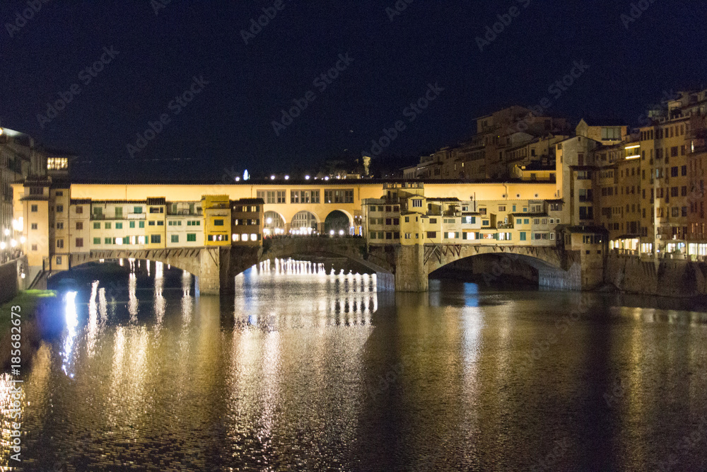 Ponte Vecchio at night. Florence, Tuscany, Italy.