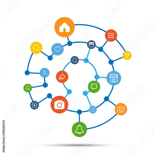 Social media icon connection concept, vector illustration