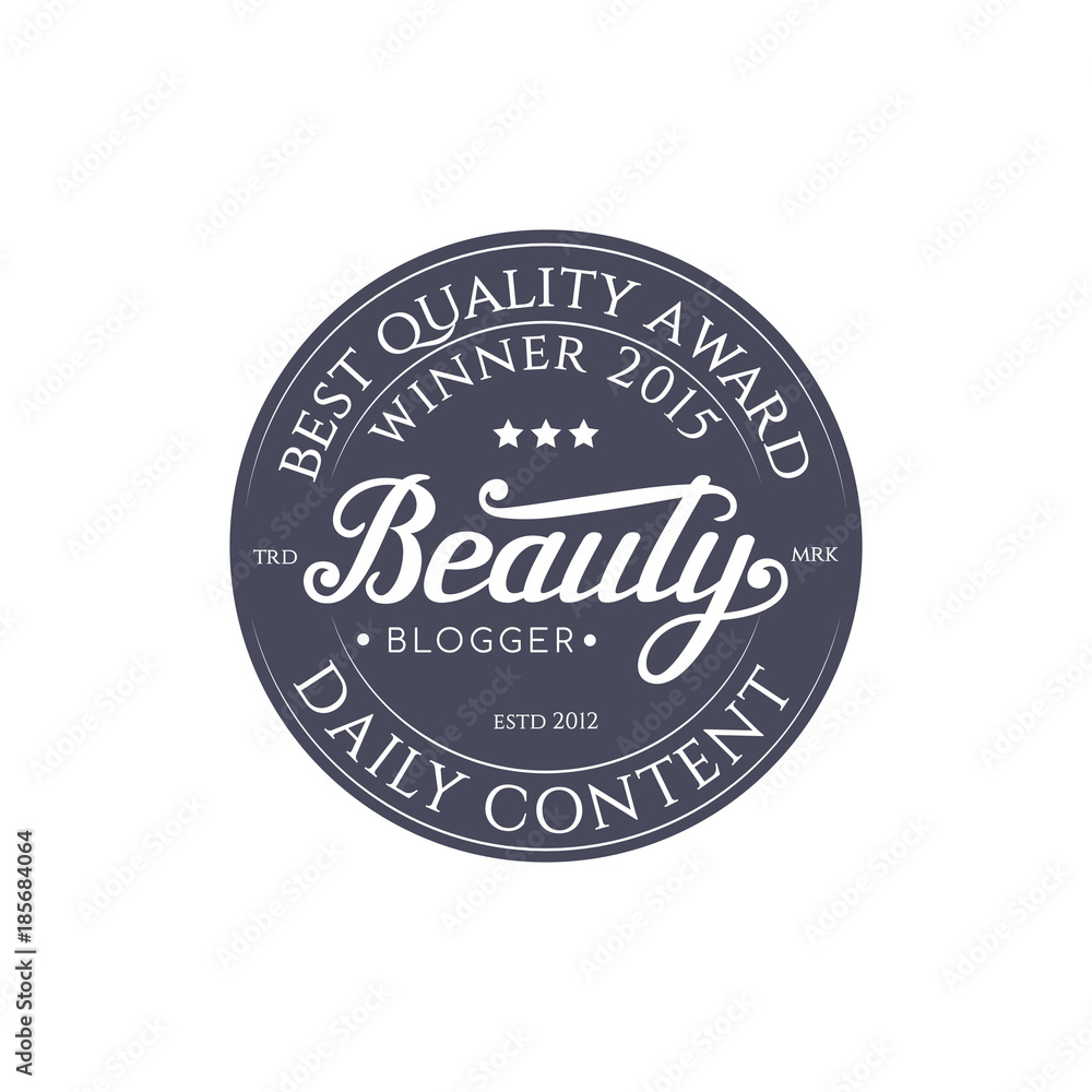 Round Badge Beauty Blogger with Hand Drawn Lettering Isolated in White Background. Black Logo Emblem Vector Illustration. Can be used for Logotype, Branding.