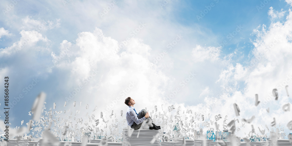 Businessman dreaming about future business. Businessman dreaming about future business.