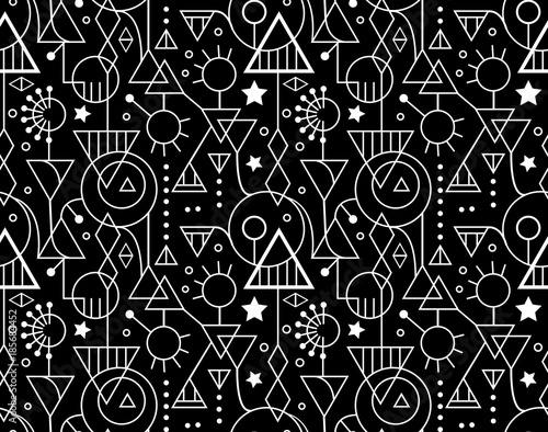 Abstract Seamless Decorative Geometric Black White Pattern