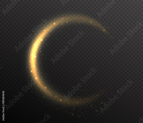 Sparkle glitter rounded tail. Glow dust wave in the air