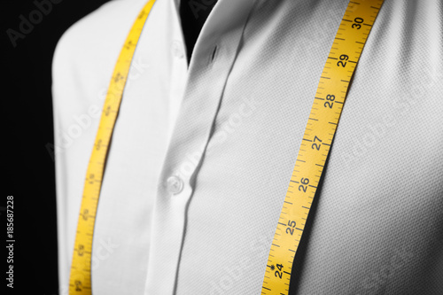 Elegant custom made shirt on mannequin, closeup